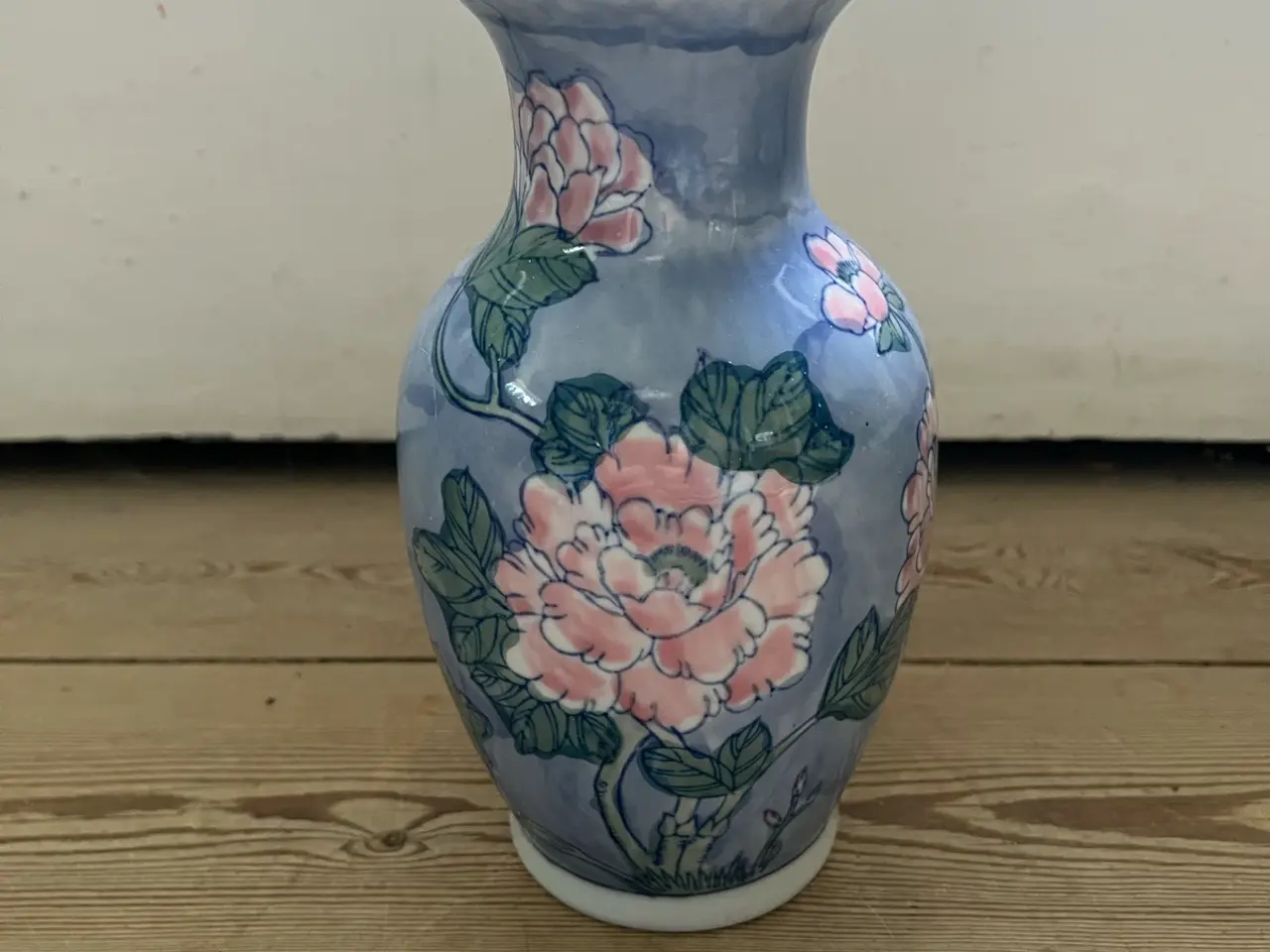 Billede 1 - Kinesisk vase med blå, grå og rosa