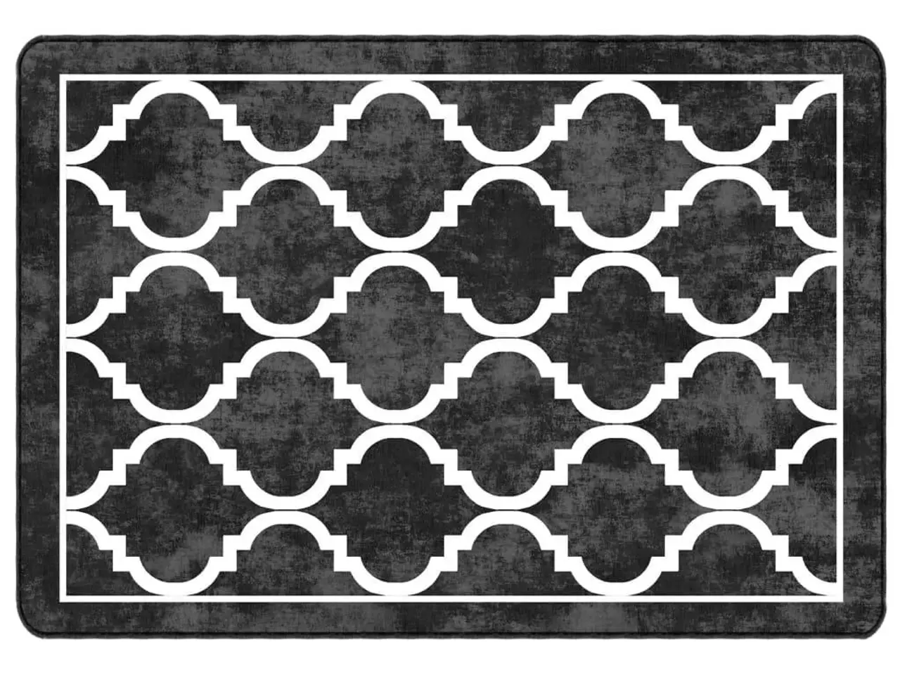Billede 2 - Gulvtæppe 160×230 cm - vaskbart, sort og hvidt geometrisk mønster