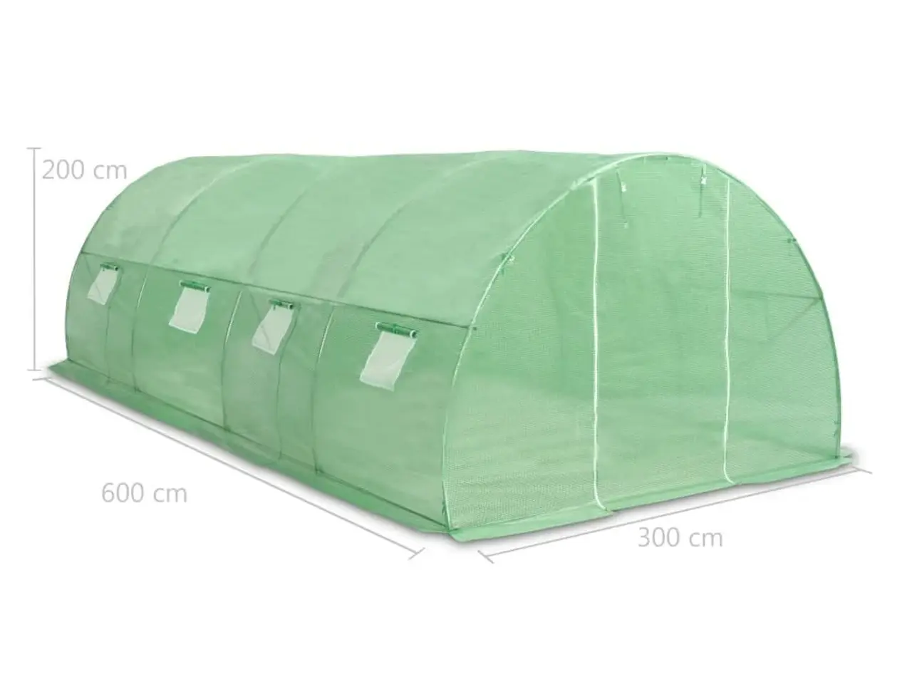 Billede 11 - Drivhus 18 m² - 600 × 300 × 200 cm, grønt PE-net og galvaniseret stål
