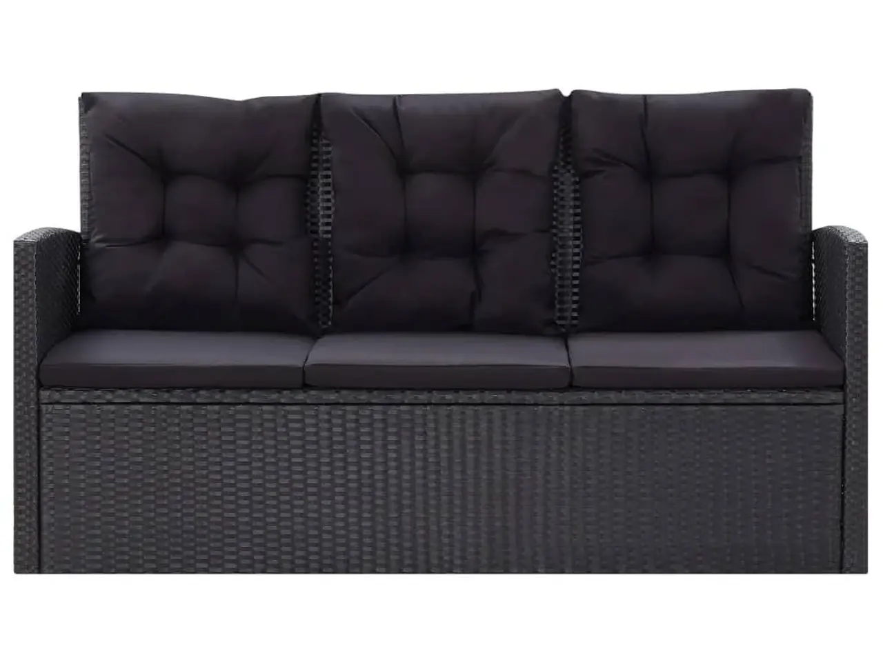 Billede 4 - Loungesæt til haven i polyrattan - 6 dele med hynder, sort