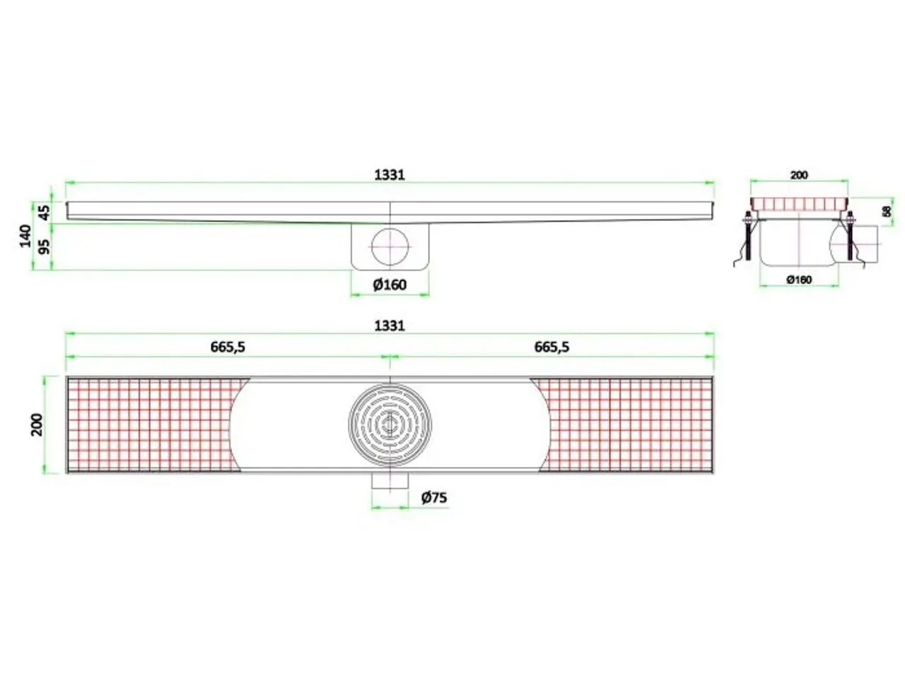 Billede 2 - Lang Gulvrende (133 cm) i AISI 304 Stål