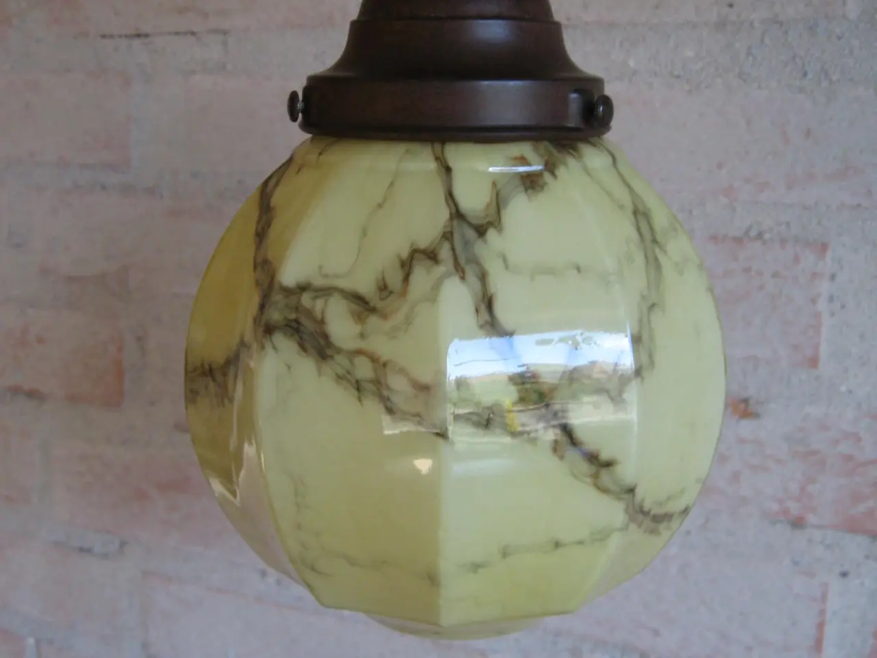 Billede 1 - Vintage pendel i marmoreret glas
