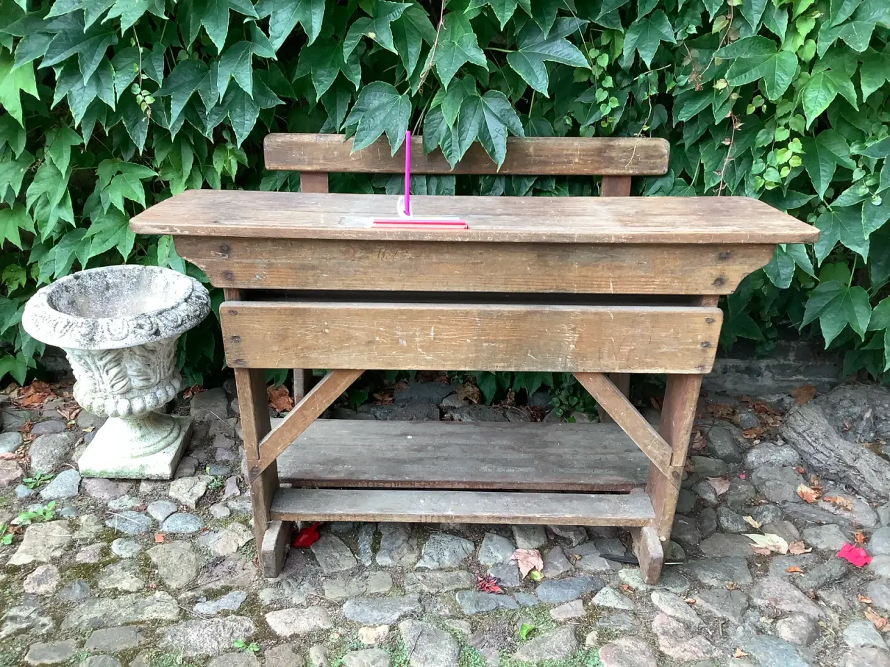 Billede 3 - Retro skrivebord med bænk og hylde
