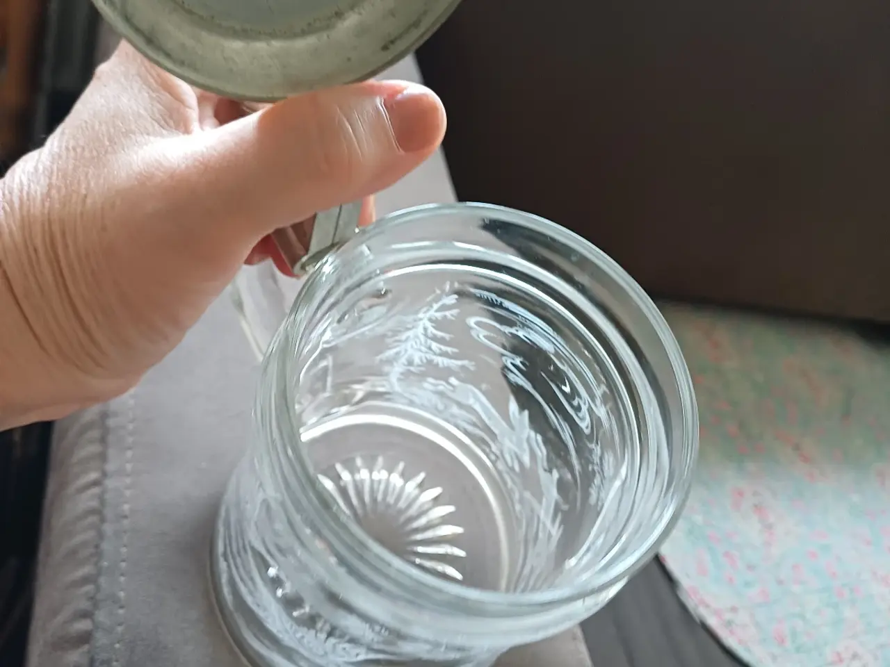 Billede 7 - Tysk øl krus/glas med tin låg