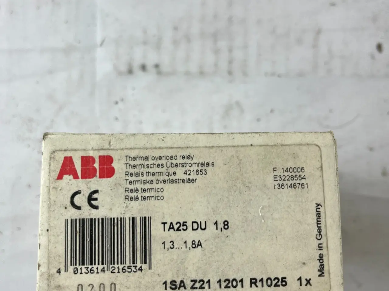 Billede 2 - ABB TA25DU-1.8 Thermal Overload relæ 1.3–1.8A ny