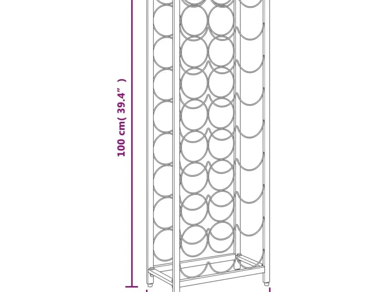 Billede 7 - Vinreol til 27 flasker - 34 × 18 × 100 cm smedejern, sort