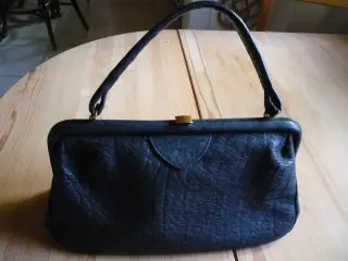 Retro håndtaske i præget oksehud
