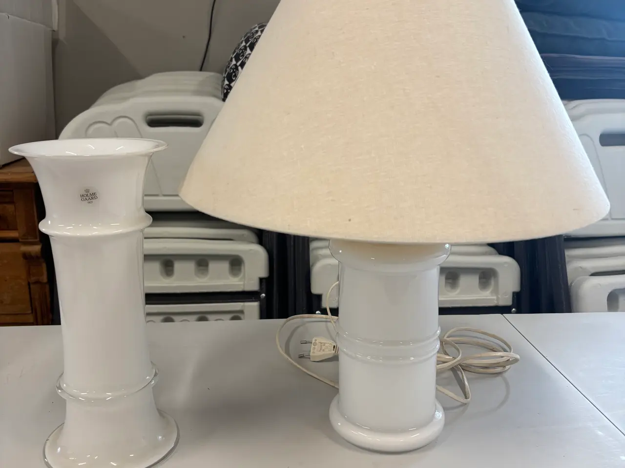 Billede 1 - Holmegaard vase og lampe