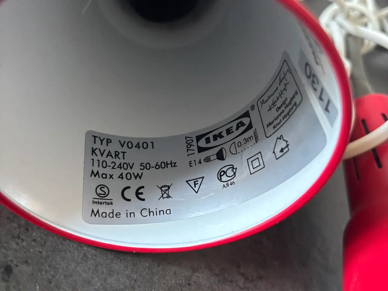 Billede 3 - 2 x Retro IKEA KVART lamper rød