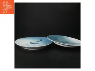 Blå og hvide dekorative tallerkener (str. Ø. 26 cm)