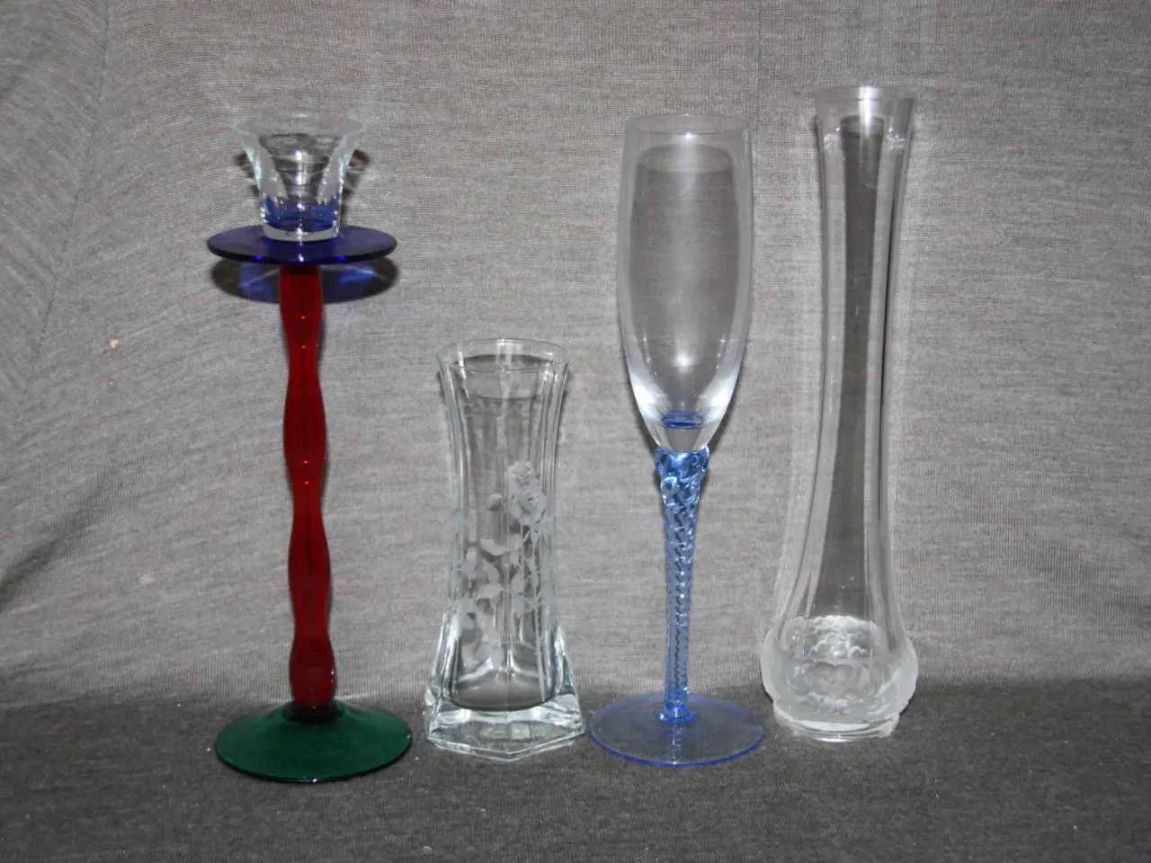 Billede 1 - Lysestager i farvet glas 24 cm