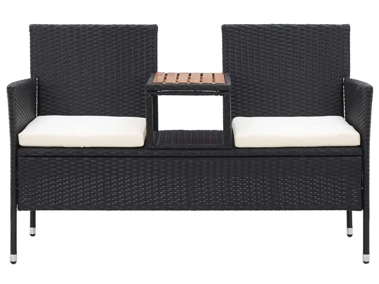 Billede 2 - 2-personers havebænk med tebord 143 cm i sort polyrattan