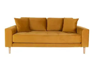 Lido 2,5 Personers Sofa sennepsgult velour med to puder