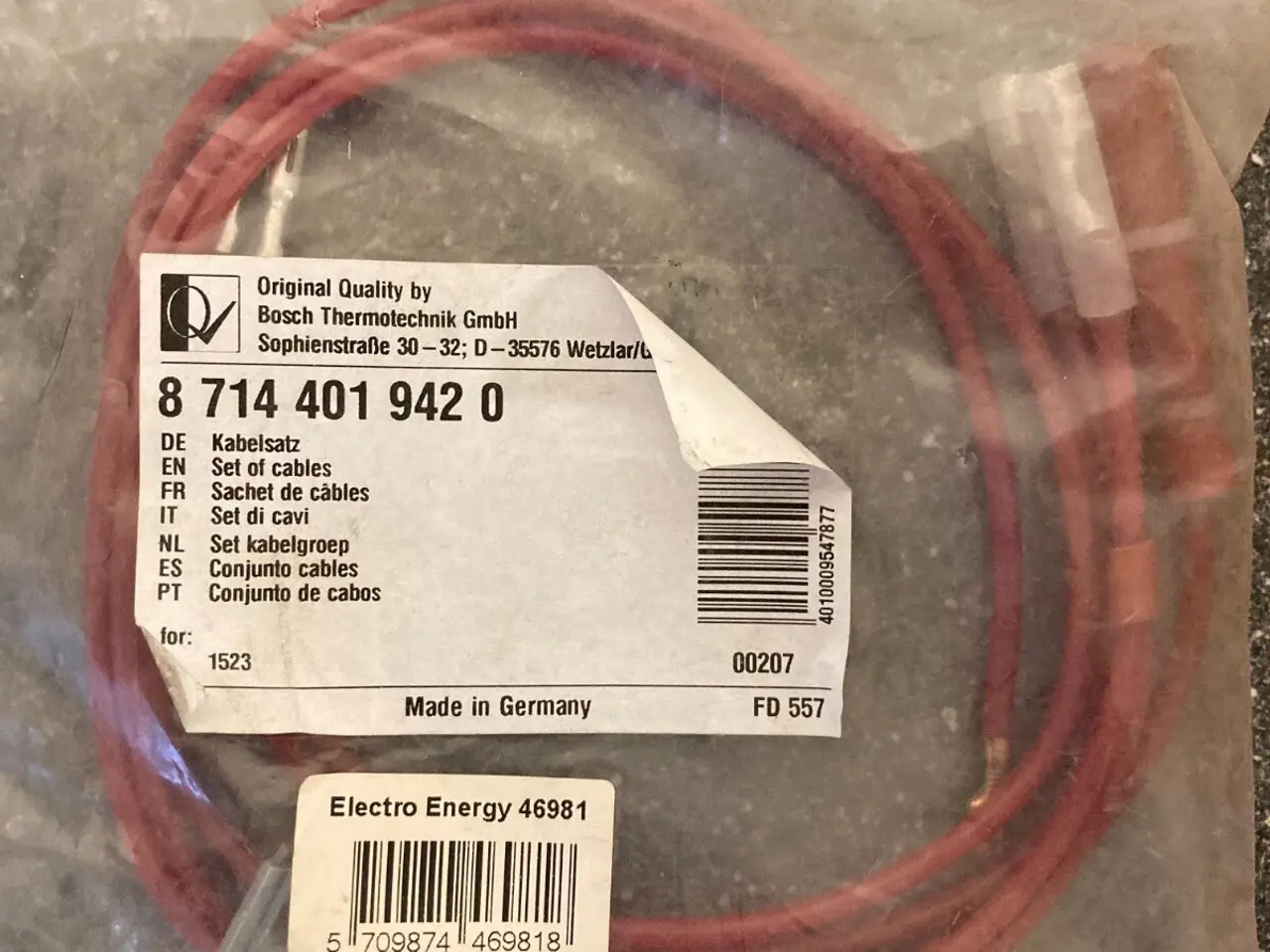 Billede 1 - Bosch Set of Cables PN:87144019420 - Original HVAC