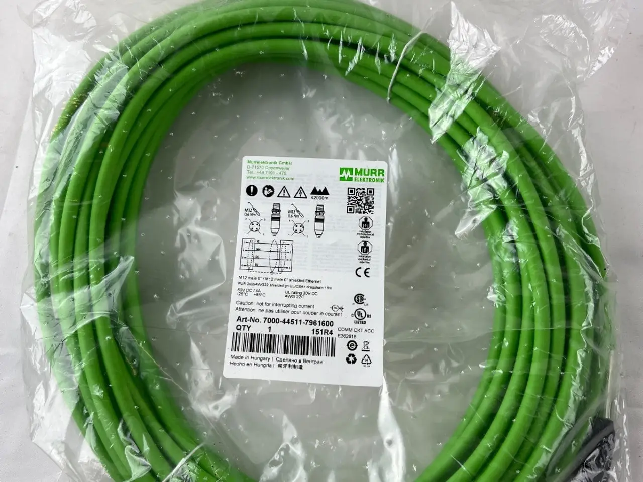 Billede 3 - Murr 7000-44511-7961600 M12 Ethernet kabel 16m UL