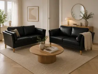 Mogens Hansen MH2225 sofaer i sort prestige læder.