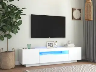 Tv-skab med LED-lys 160x35x40 cm hvid