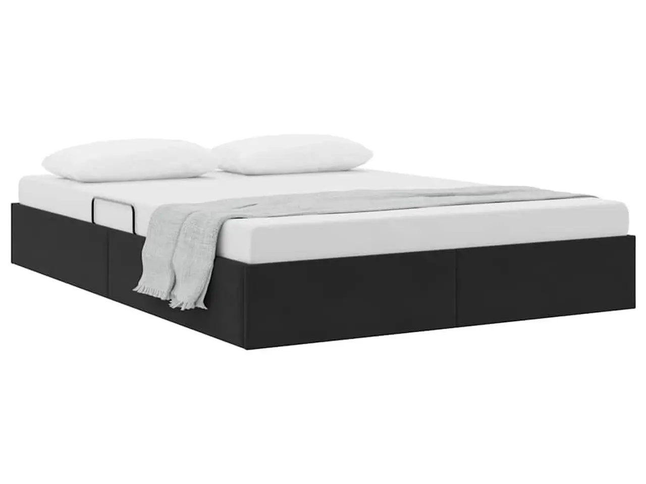 Billede 2 - Opbevaringsseng med madras Sort 135 x 190 cm Velour