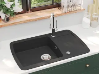 Køkkenvask enkelt vask granit sort