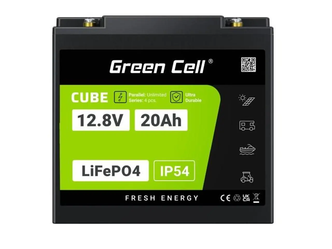 Billede 25 - Green Cell CUBE LiFePO4-batteri 12,8 V 20 Ah (256 Wh) - sort/grøn