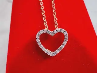 14 karat guld kæden & vedhæng m/ 24 stk diamanter