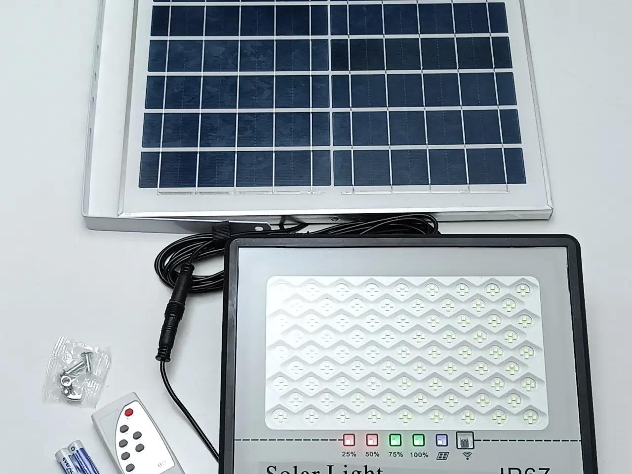 Billede 1 - NY! 200W LED Solcellelampe + Solpanel med 4M kabel