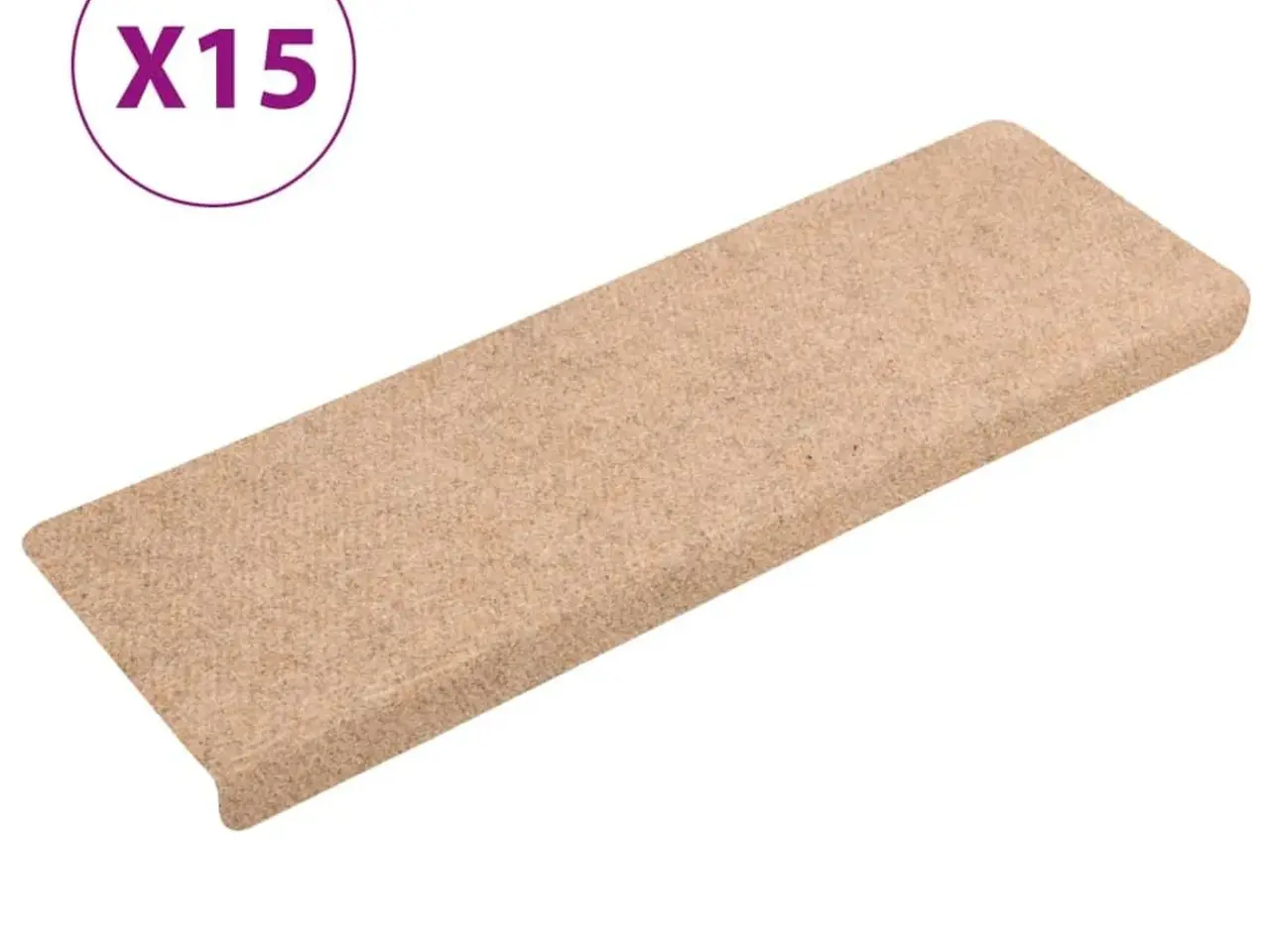 Billede 2 - Trappemåtter selvklæbende 15 stk. 65x21x4 cm cremefarvede rektangulære kant