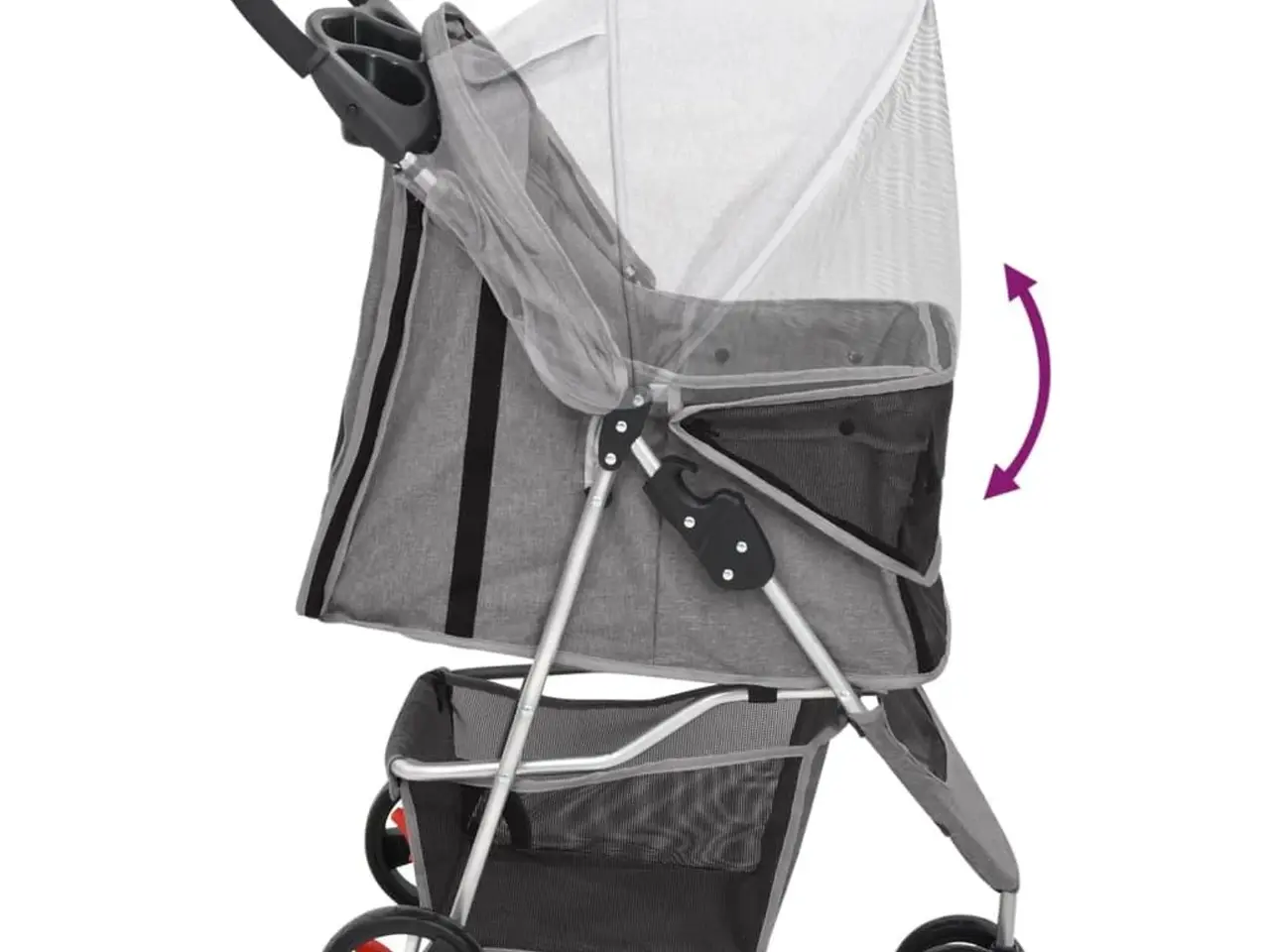 Billede 6 - Foldbar hundeklapvogn i oxfordstof - grå, 80 × 46 × 98 cm
