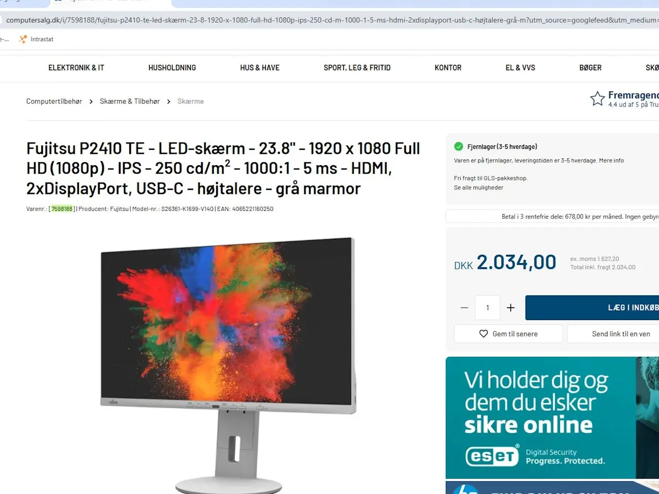Billede 5 - Fujitsu Display P2410 WS 24″ Skærm (2/2)