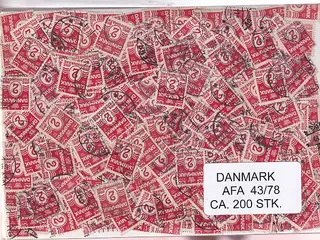 Danmark 200 stk Afa 43/78 Stemplet/ustemplet.
