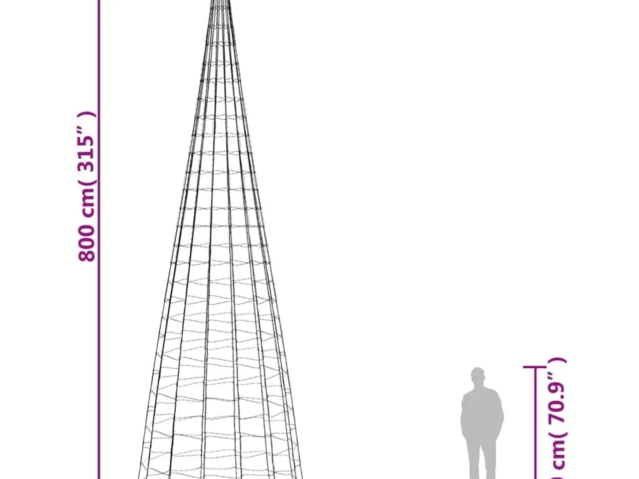 Billede 10 - LED-juletræ til flagstang - 3000 LED, 800 cm, varm hvid