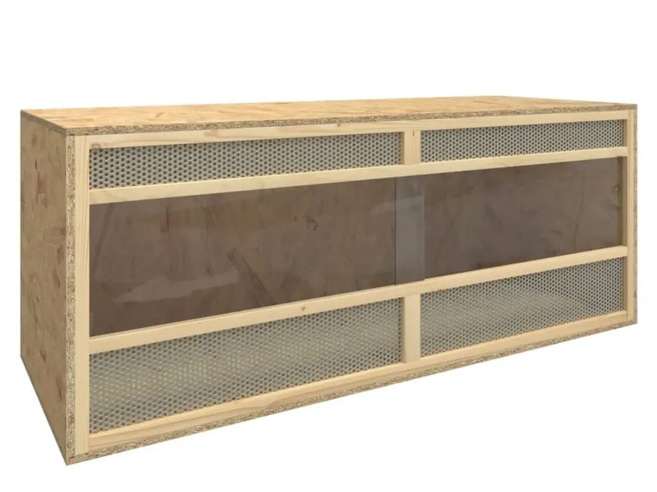 Billede 1 - Terrarium 120 × 50 × 50 cm i konstrueret træ med glas og stålnet