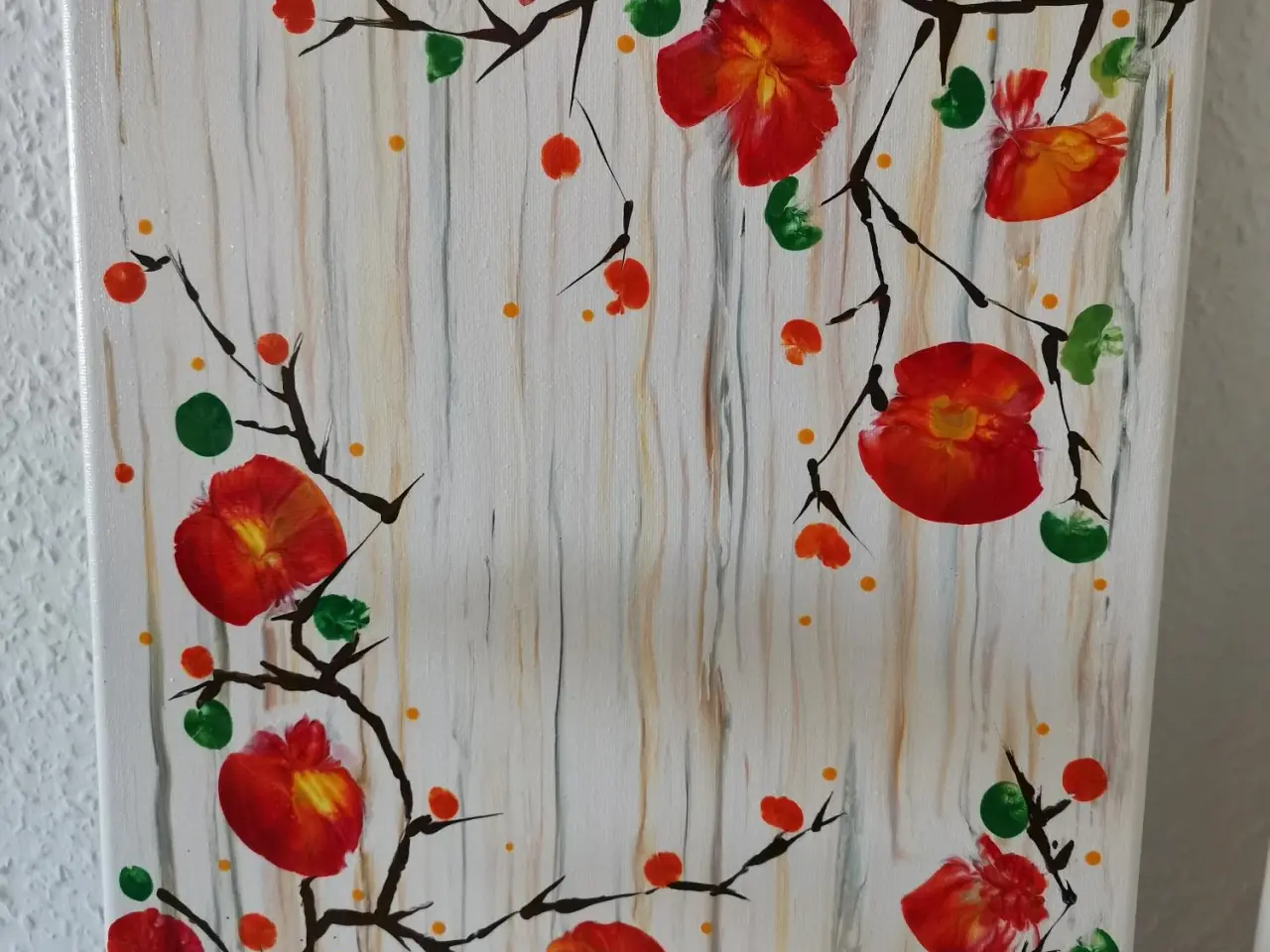 Billede 3 - Akrylmalerier m/sommerblomster i fluid art