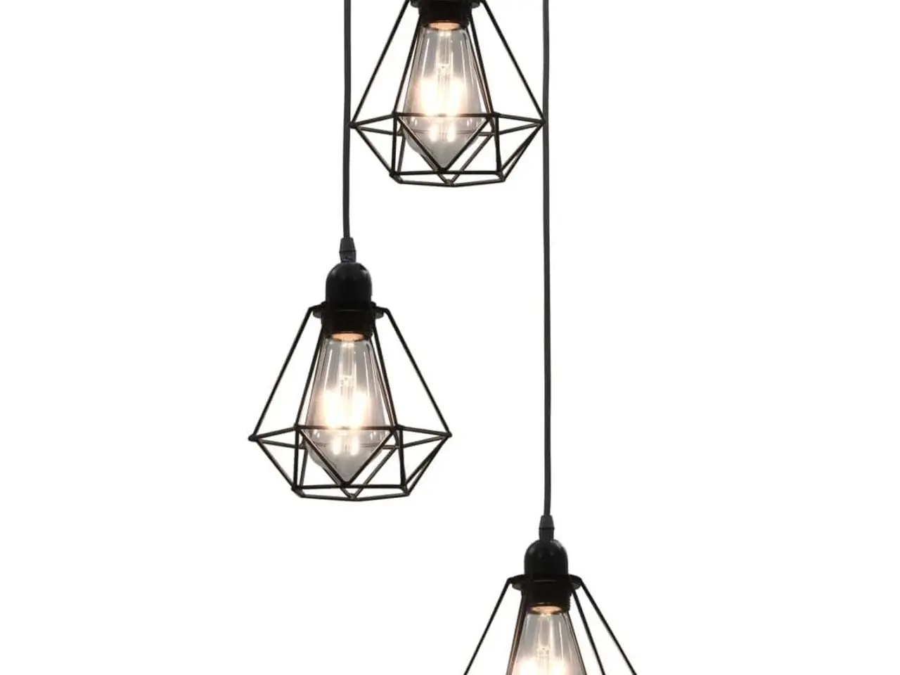 Billede 1 - Loftlampe med diamantdesign 3 x E27-pærer sort
