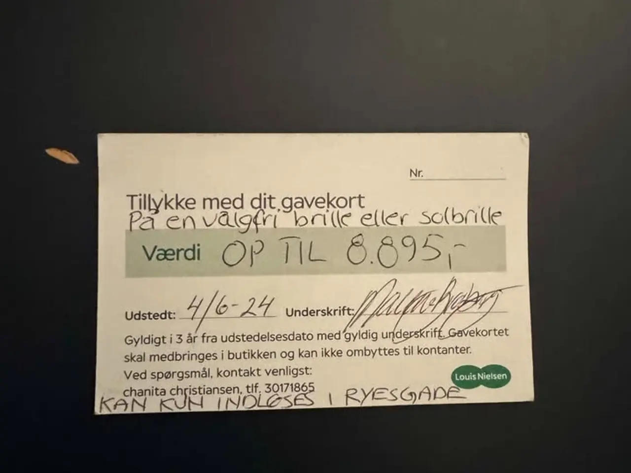 Billede 1 - BYD! 8.895 kr. Gavekort til Louis Nielsen