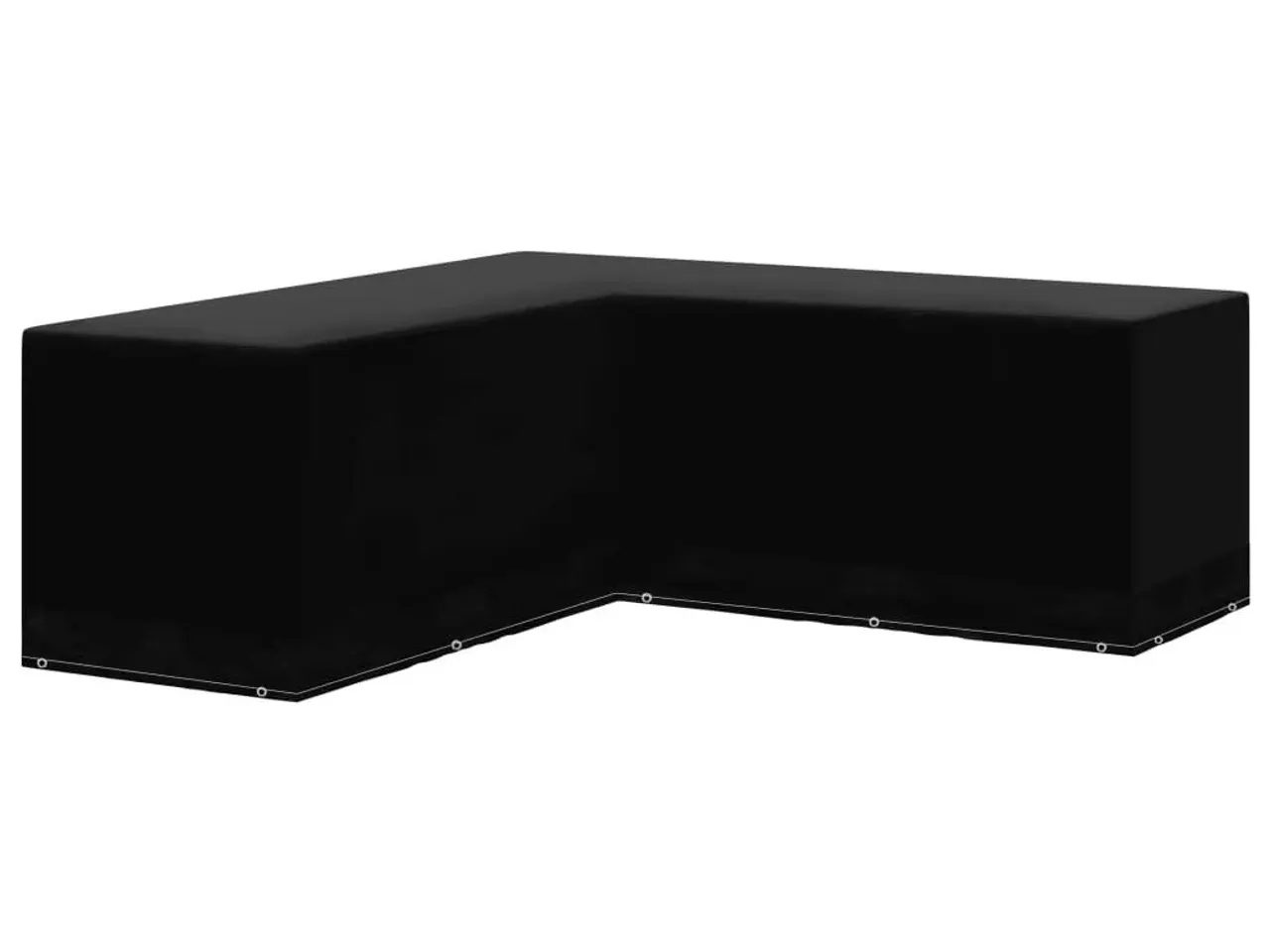 Billede 1 - L-formet havemøbelovertræk 250×250×90 cm - sort, 12 snørehuller