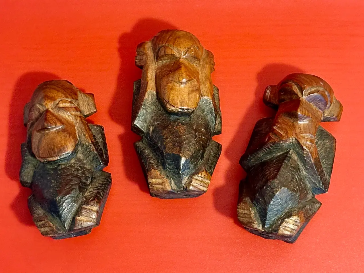 Billede 4 - Vintage håndlavede figurer Tre kloge aber