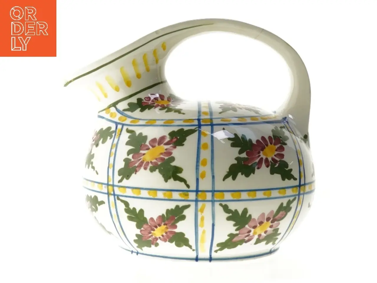 Billede 1 - Keramikkande med blomstermotiv (str. Ø 20 cm)