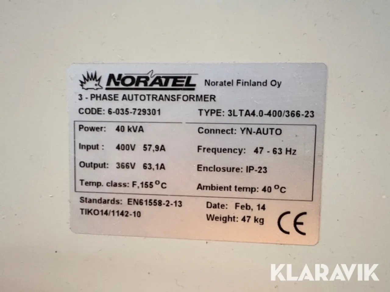 Billede 5 - 3 faset Autotransformer 400/366V Noratel 3LTA4.0-400/366-23