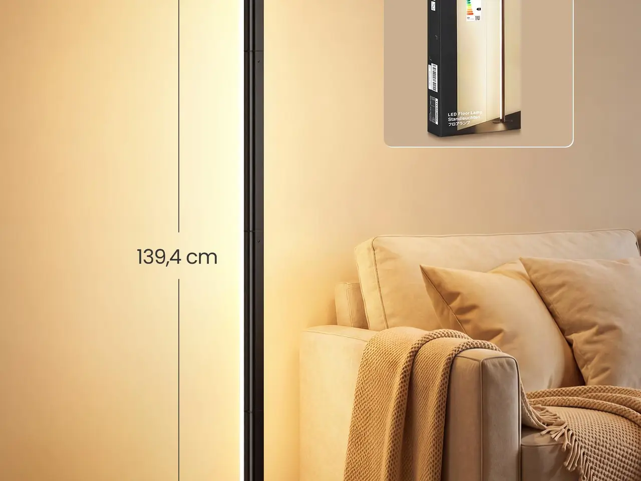 Billede 5 - LED-gulvlamper 2 stk. dæmpbare 12 W 1200 lm 3000 K - mat sort
