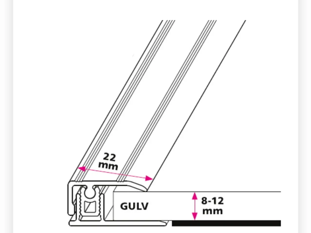 Billede 3 - GEFION aluprofiler. Gulv afslutningsprofiler 22 mm