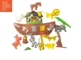 Stofbåd med dyrefigurer Noahs ark(str. 21x33 cm)