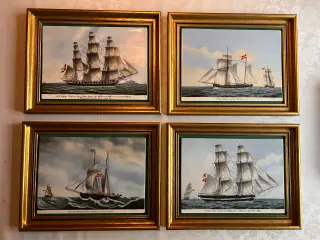 Smukke Bing og Grøndahl skibs portrætter i porcelæ