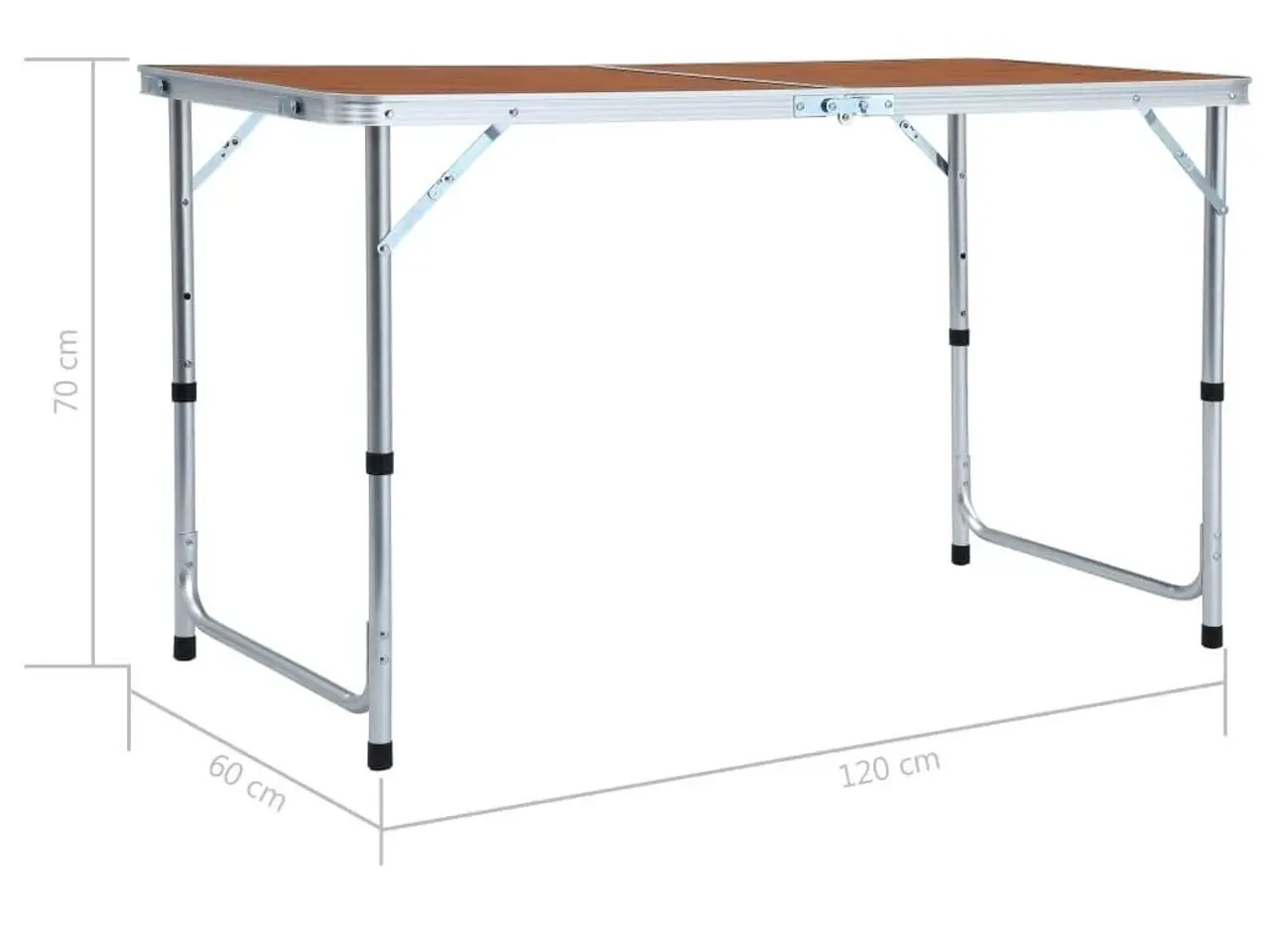 Billede 9 - Foldbart campingbord i aluminium - 120 x 60 cm, højdejusterbart