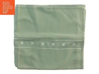 Grøn bordløber med broderet mønster 140x65 cm (str. 140x65 cm)