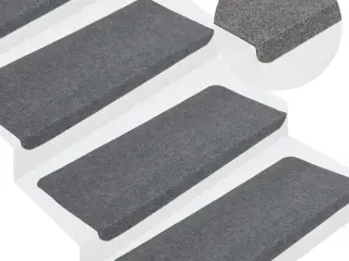 Selvklæbende trappemåtter - 15 stk. 65 × 24,5 × 3,5 cm, grå