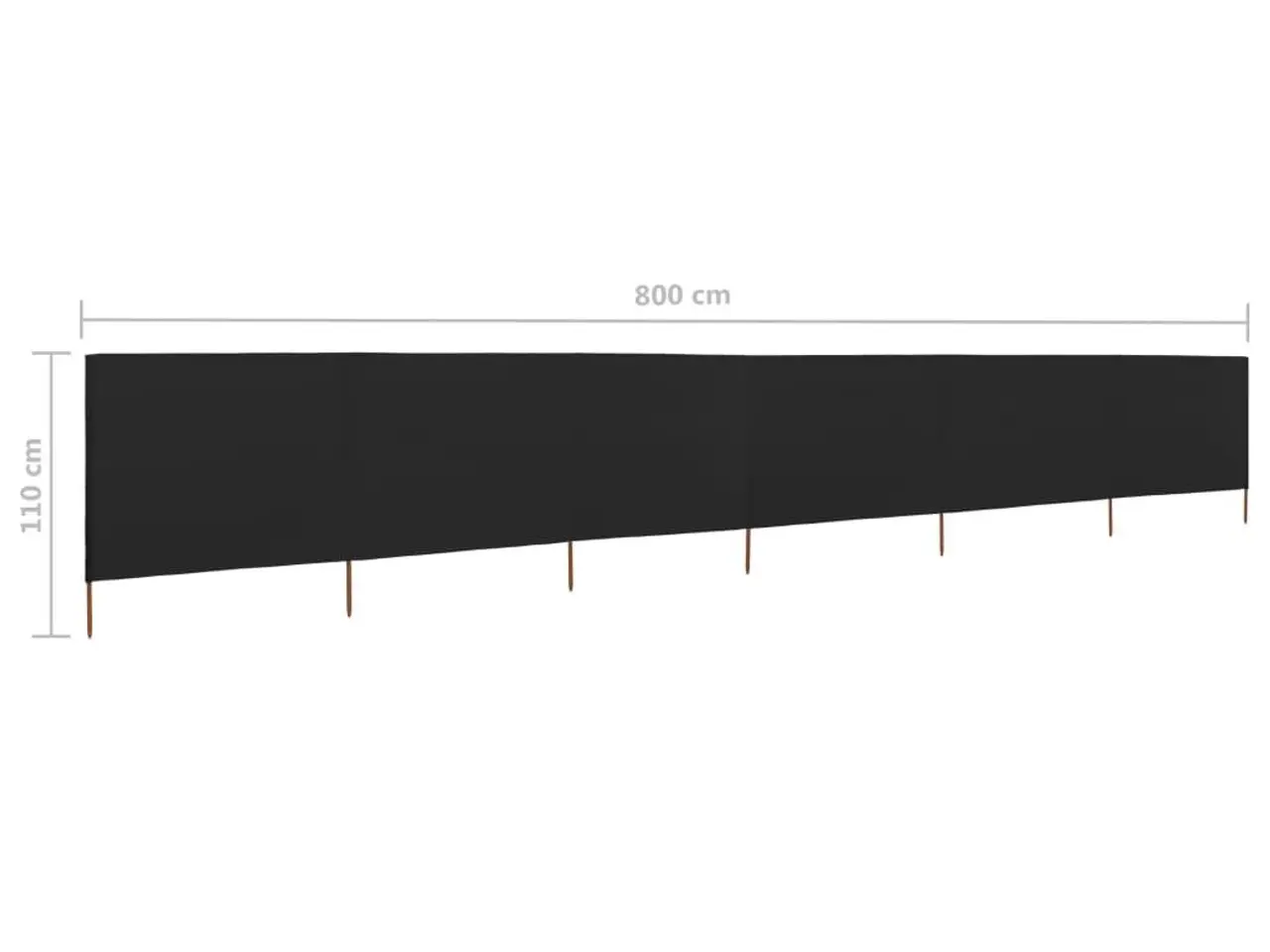 Billede 6 - 6-panels læsejl 800x80 cm stof sort