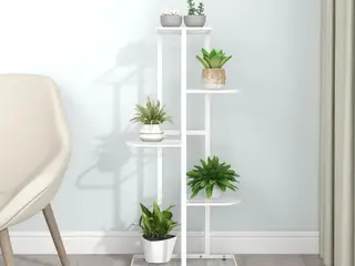 Blomsterstativ i 5 niveauer - hvid, 43 x 22 x 98 cm