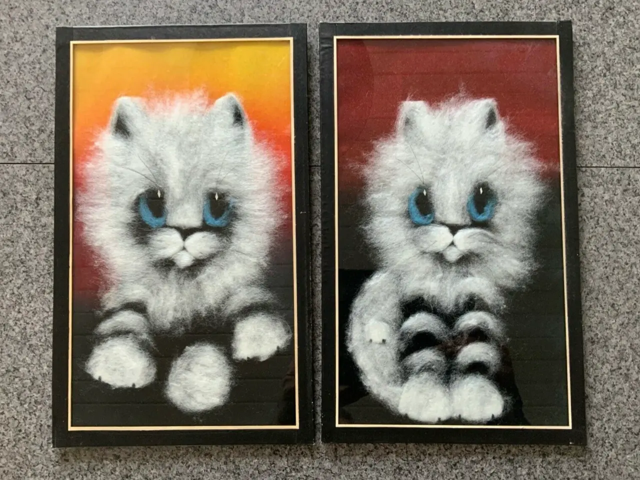 Billede 1 - Håndlavede billeder af bomuldsuld, 21x37 cm.