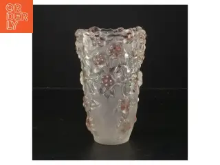 Glasvase med blomsterdesign (str. 16 cm)og frostet glas
